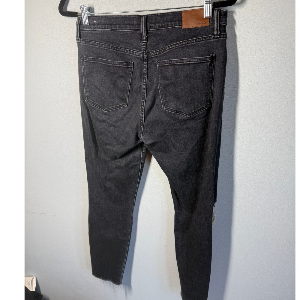 Madewell 9" Skinny High Rise Jeans Distressed Black Raw Hem Size 29 - Picture 2 of 12